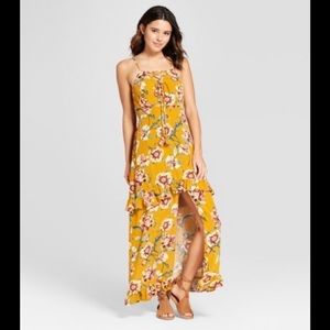 xhilaration yellow floral dress. (size small)
